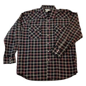 Foxfire Sportswear Men's Plaid Long Sleeve Pearl Snap Shirt Size Large